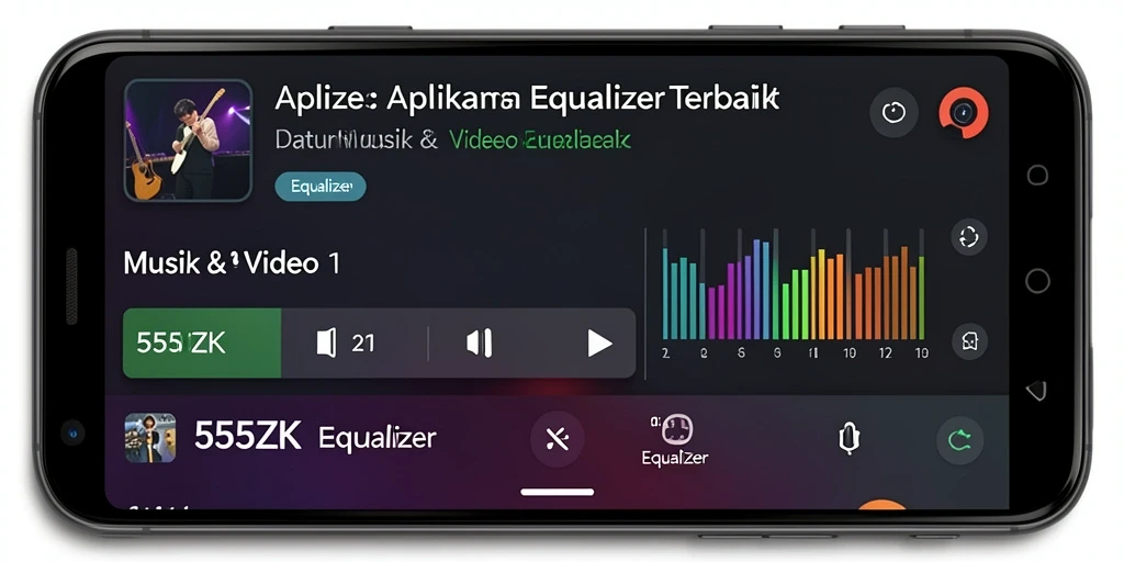 Antarmuka aplikasi 555ZK dengan berbagai pengaturan Equalizer.