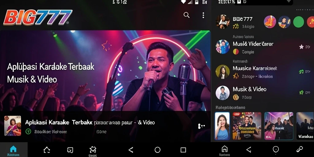 Antarmuka aplikasi BIG777 dengan fitur karaoke yang menarik.