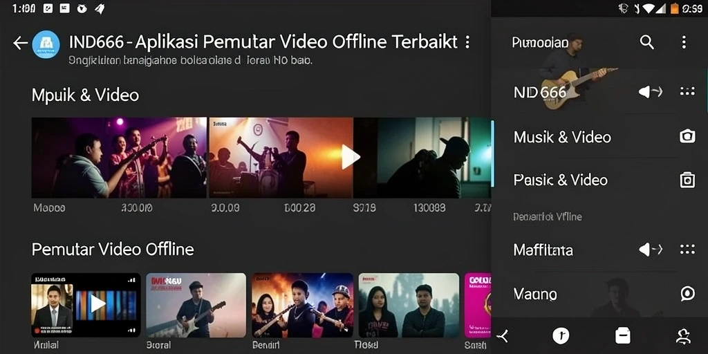Tampilan antarmuka pengguna dari aplikasi Pemutar Video Offline IND666.
