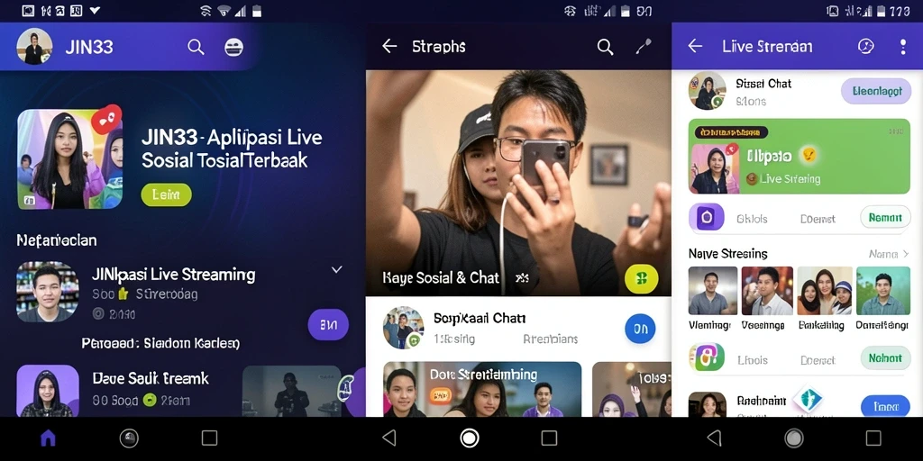 Tampilan antarmuka aplikasi JIN33 yang menarik untuk Live Streaming.