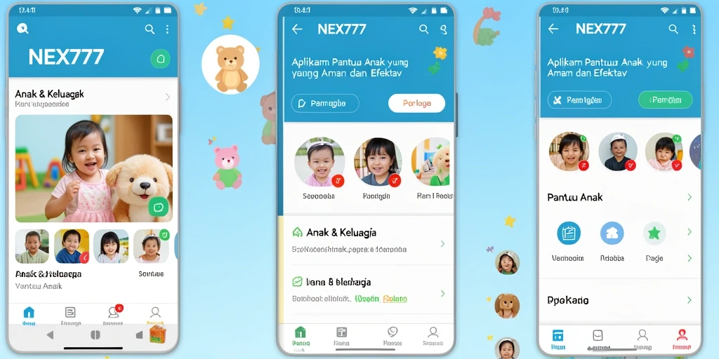 Tampilan antarmuka NEX777 untuk pemantauan anak yang intuitif dan informatif.